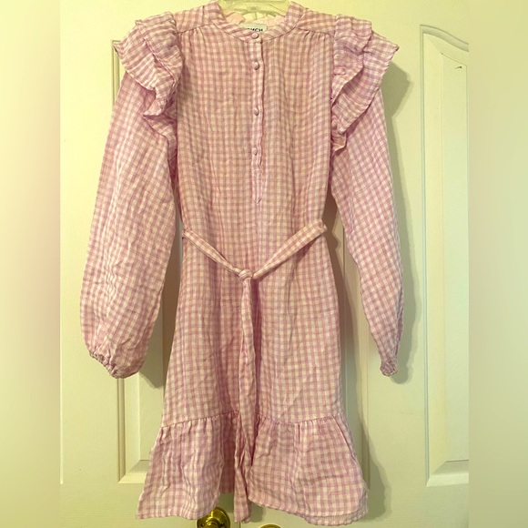 FRNCH Lavender and White Gingham Check Ruffle Dress Charleen Size Small - Picture 5 of 13